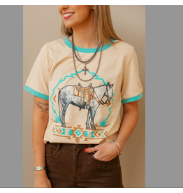 TSHIRT WMS TURQUOISE TRAIL RINGER TEE