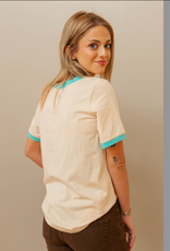 TSHIRT WMS TURQUOISE TRAIL RINGER TEE