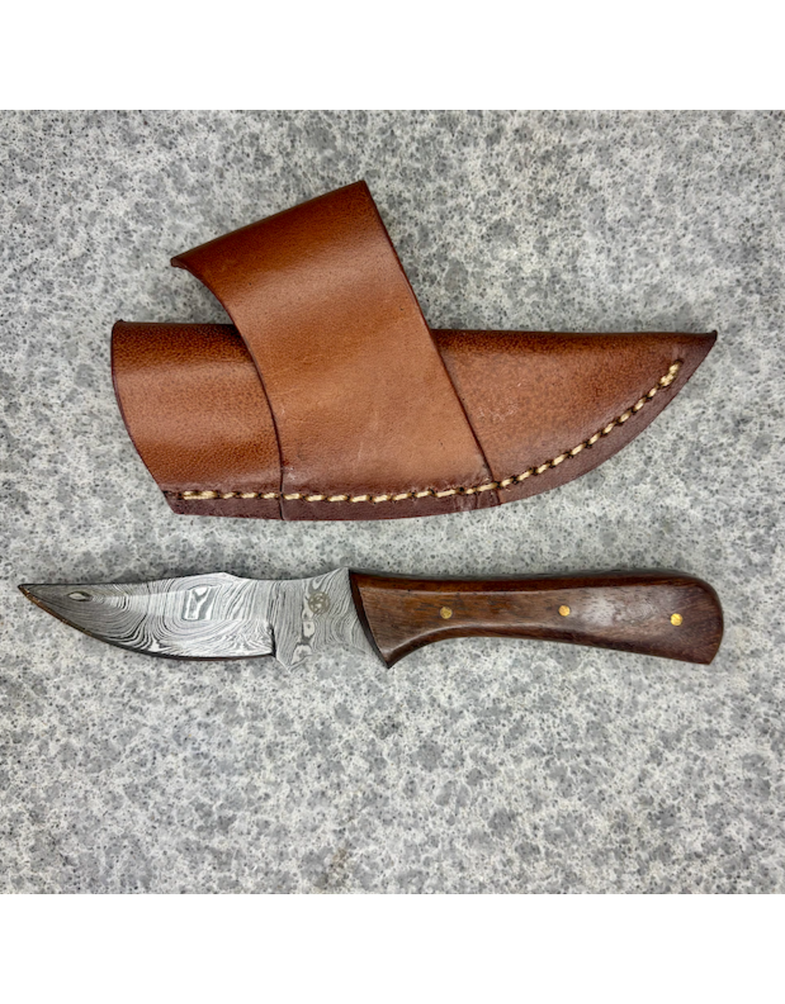 CIRCLE SH KNIFE DAMASCUS 6 1/4" WOOD GRIP