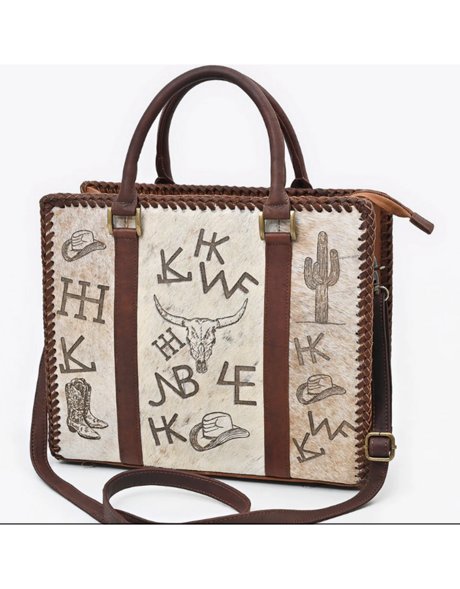 AMERICAN DARLING PURSE TOTE BRANDED HAIR ON GENUINE LEATHER