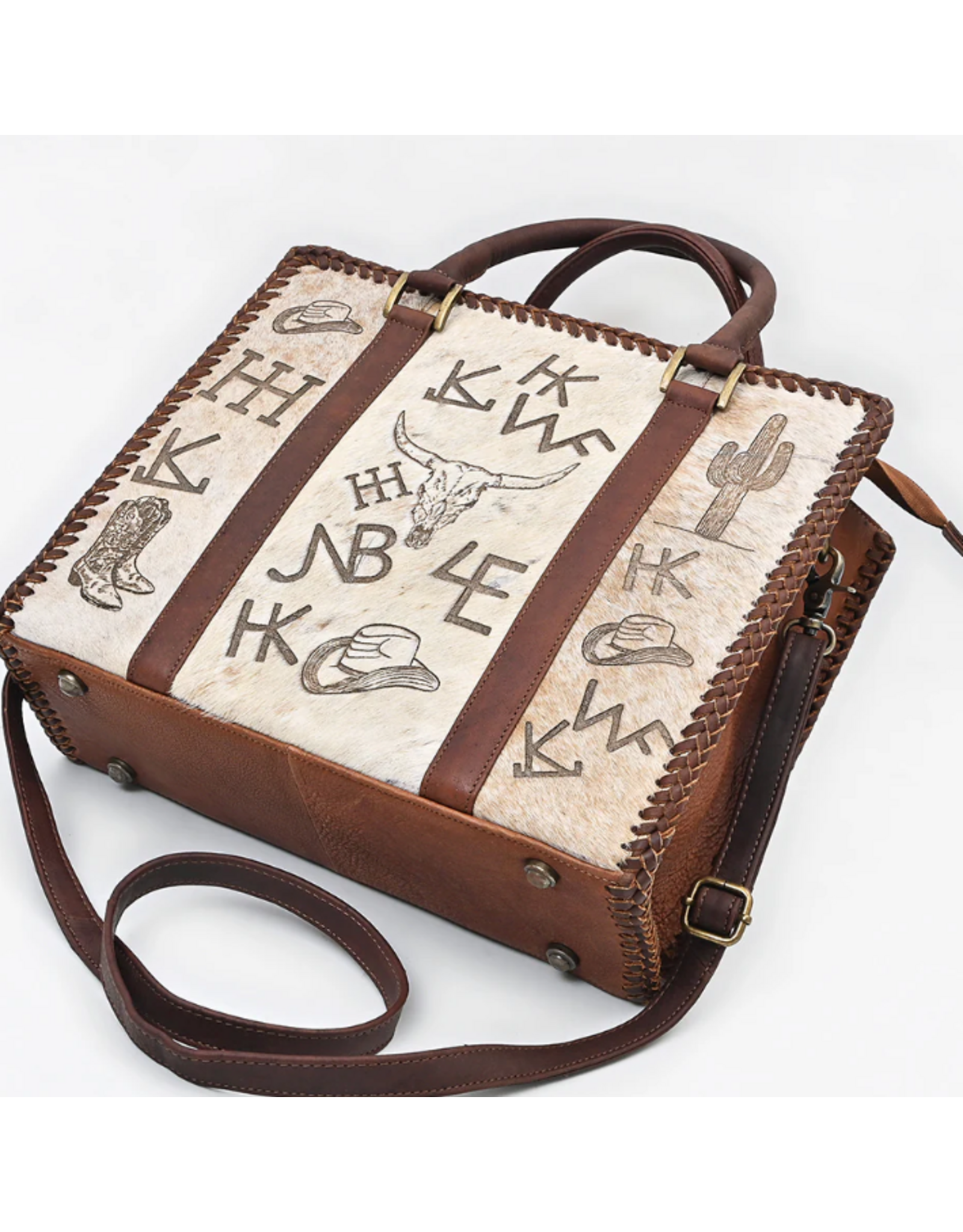 AMERICAN DARLING PURSE TOTE BRANDED HAIR ON GENUINE LEATHER