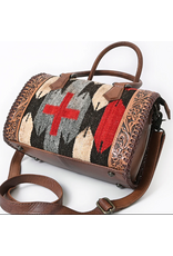 AMERICAN DARLING LEATHER TOTE BAG FLORAL TOOLED WITH SADDLE BLANKET