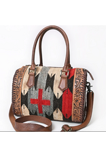 AMERICAN DARLING LEATHER TOTE BAG FLORAL TOOLED WITH SADDLE BLANKET