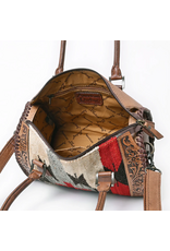 AMERICAN DARLING LEATHER TOTE BAG FLORAL TOOLED WITH SADDLE BLANKET