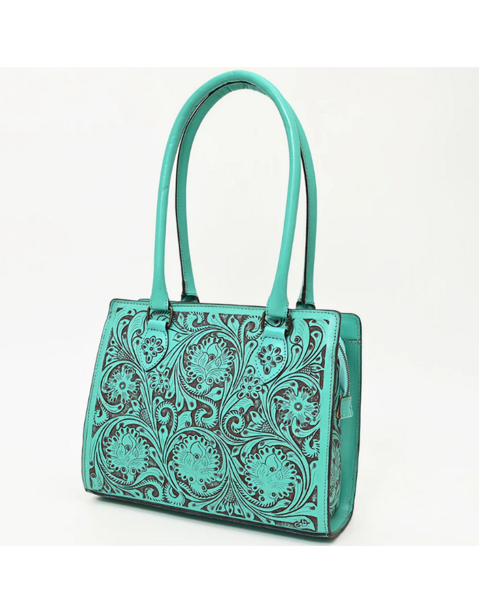 AMERICAN DARLING PURSE LEATHER TURQUOISE TOOLED TOTE