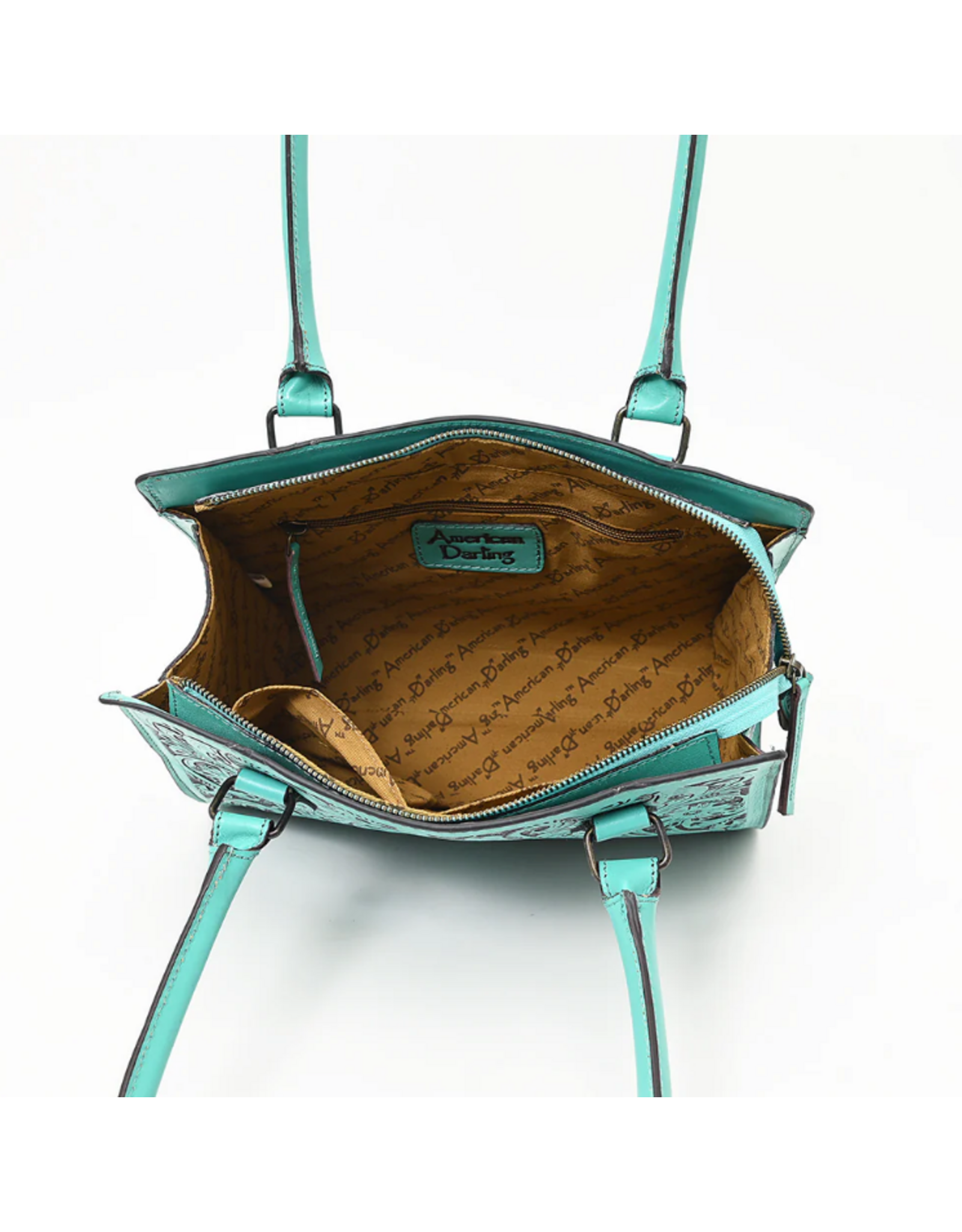 AMERICAN DARLING PURSE LEATHER TURQUOISE TOOLED TOTE