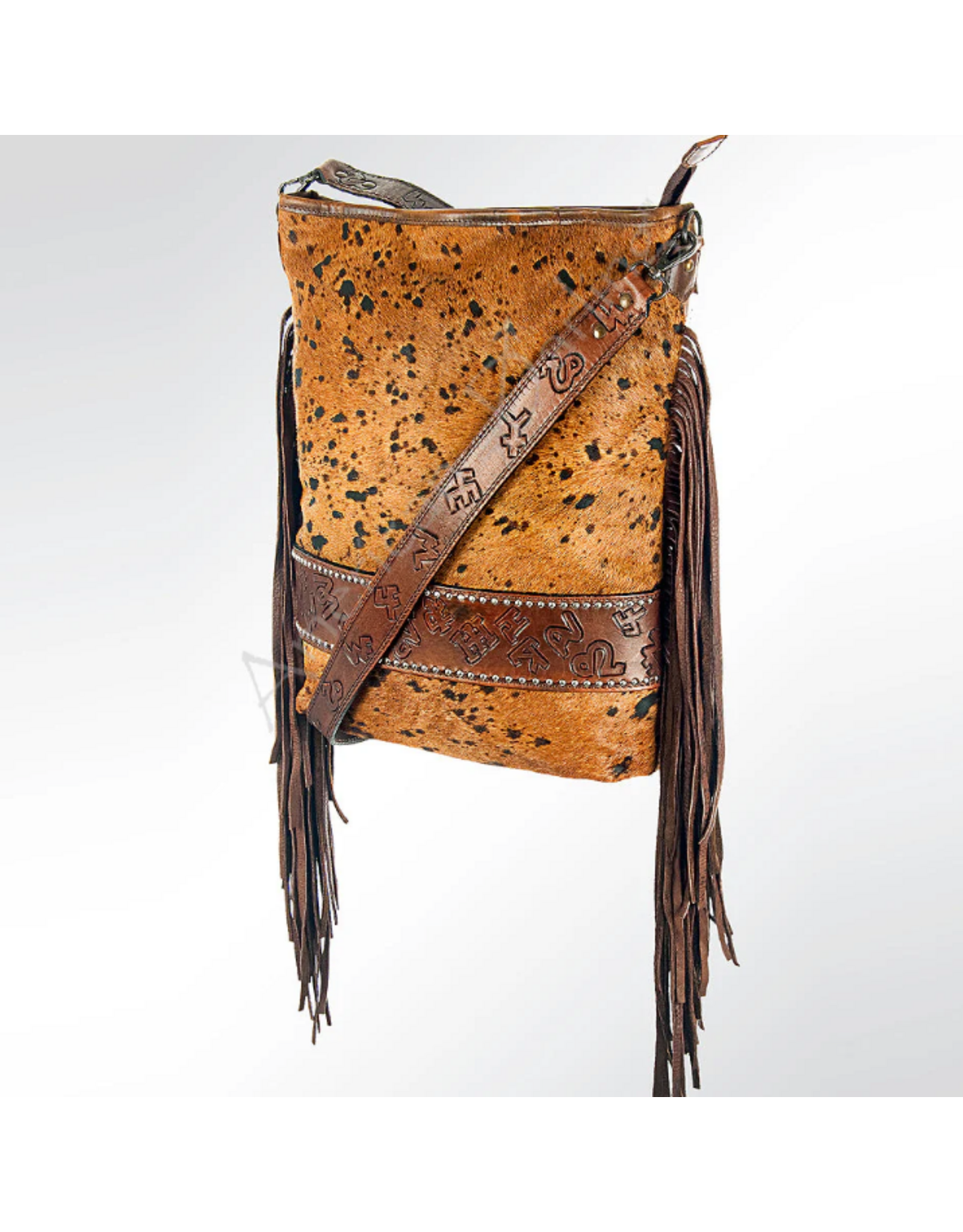 AD PURSE HAIR-ON COWHIDE & TOOLED LEATHER BRANDS LARGE CROSSBODY