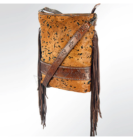 AD PURSE HAIR-ON COWHIDE & TOOLED LEATHER BRANDS LARGE CROSSBODY
