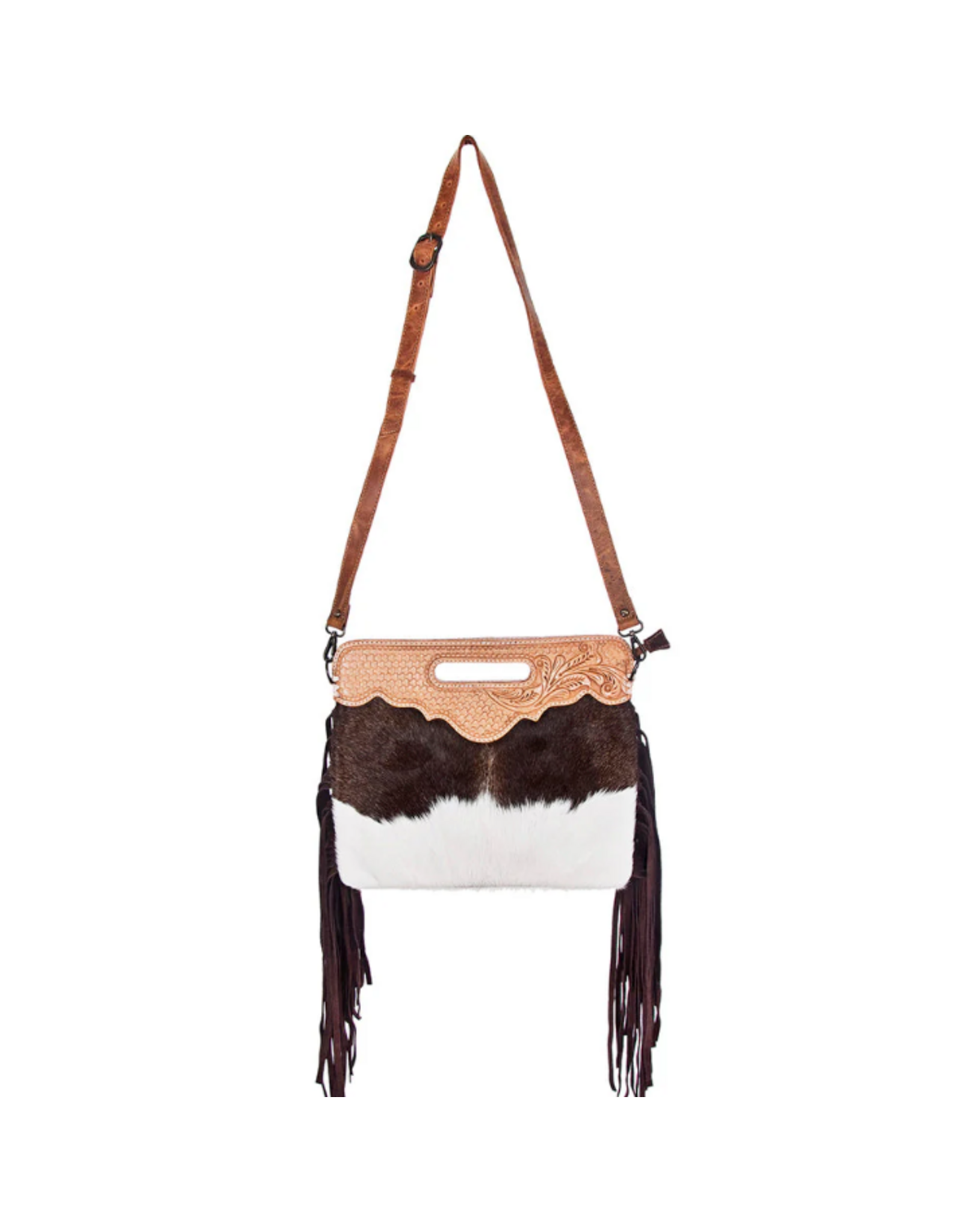 AD PURSE CLUTCH GEUINE LEATHER & HAIR ON HIDE BROWN & WHITE