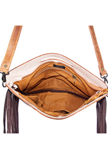 AD PURSE CLUTCH GEUINE LEATHER & HAIR ON HIDE BROWN & WHITE