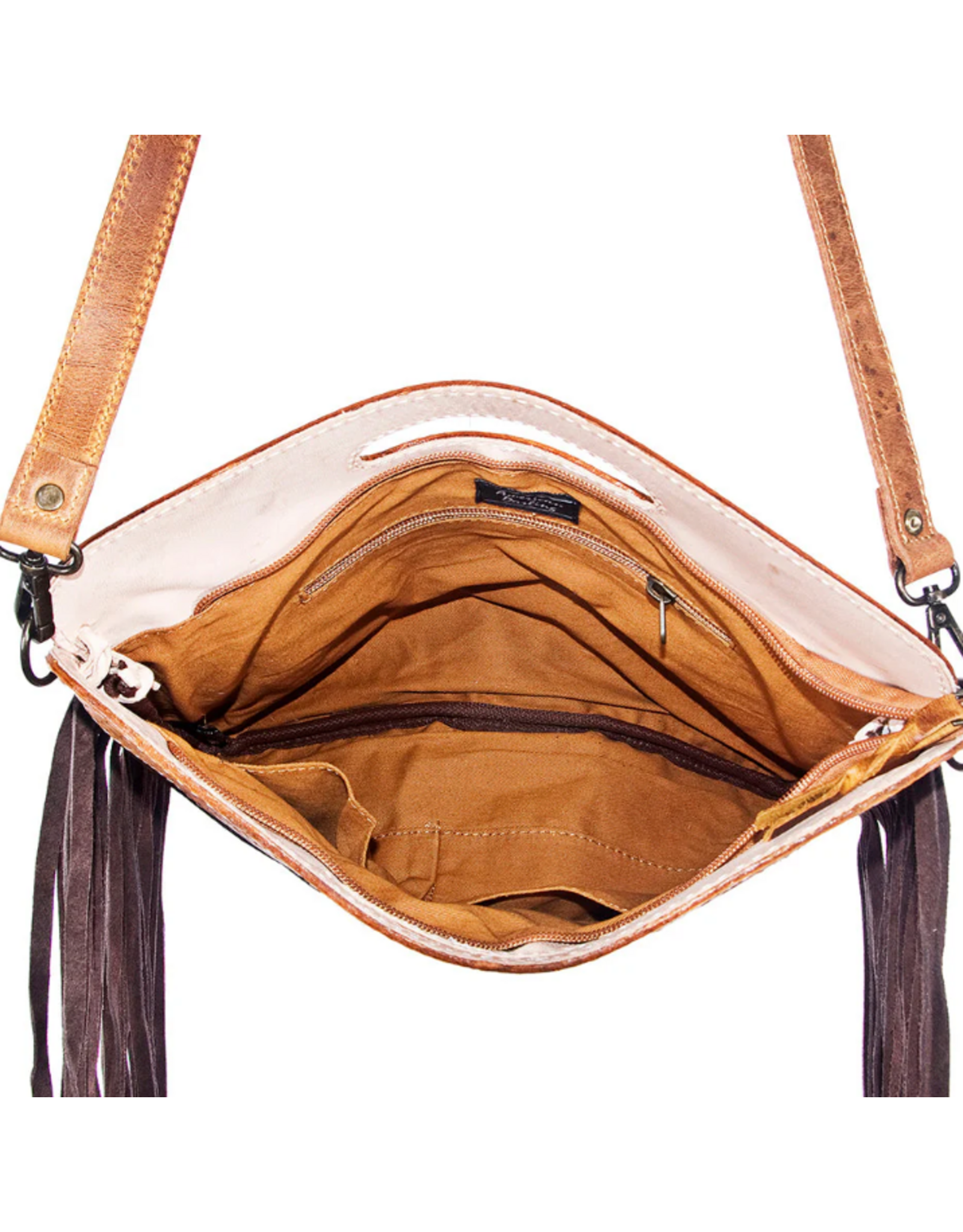 AD PURSE CLUTCH GEUINE LEATHER & HAIR ON HIDE BROWN & WHITE