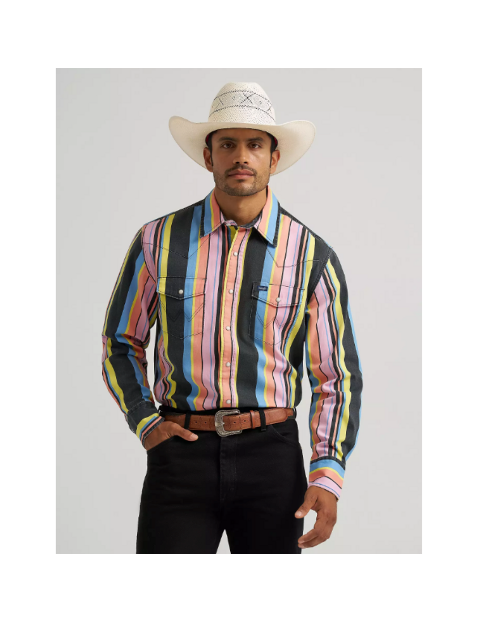 SHIRT MNS WRANGLER BRUSH POPPER LS SPRING COLORS