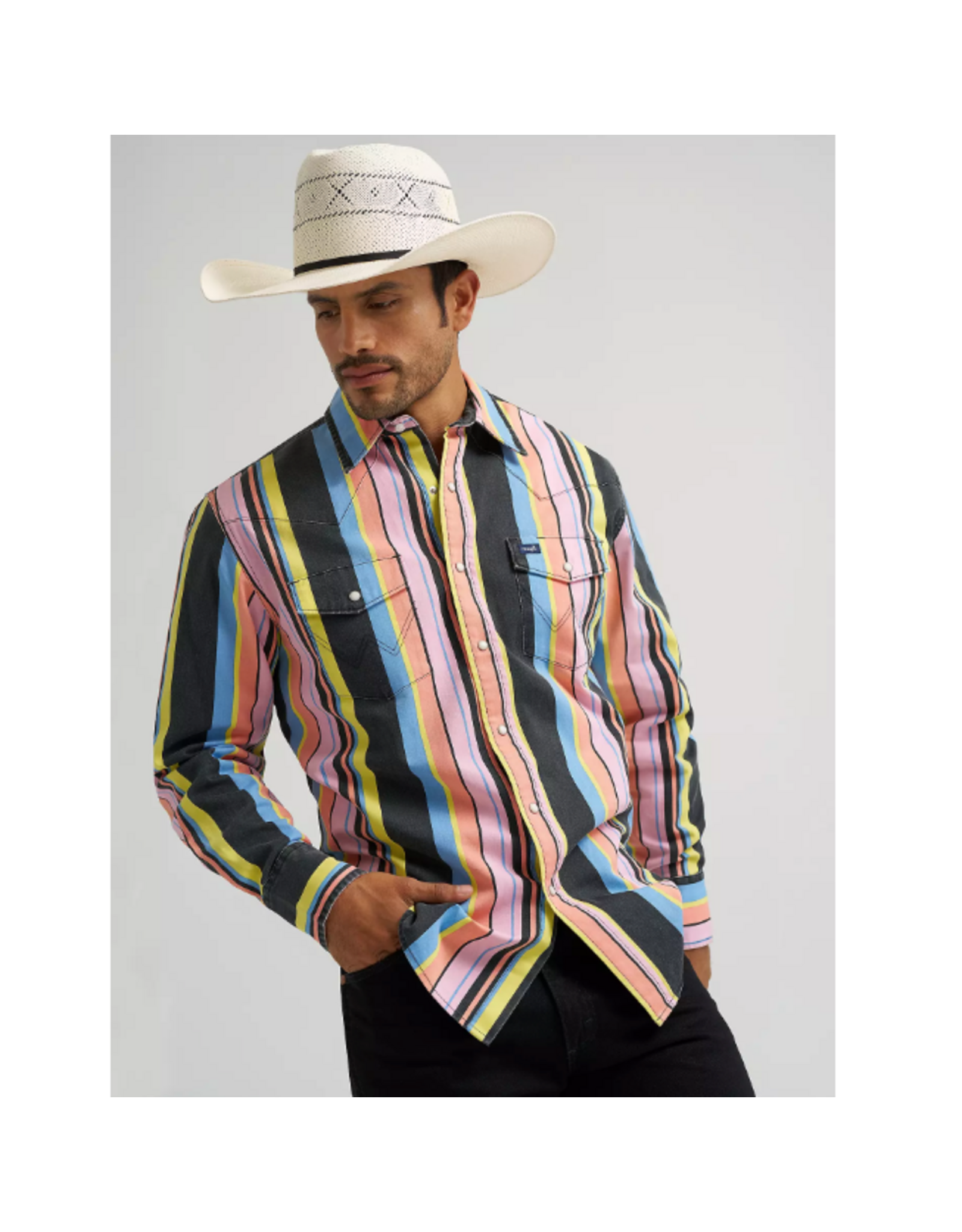 SHIRT MNS WRANGLER BRUSH POPPER LS SPRING COLORS