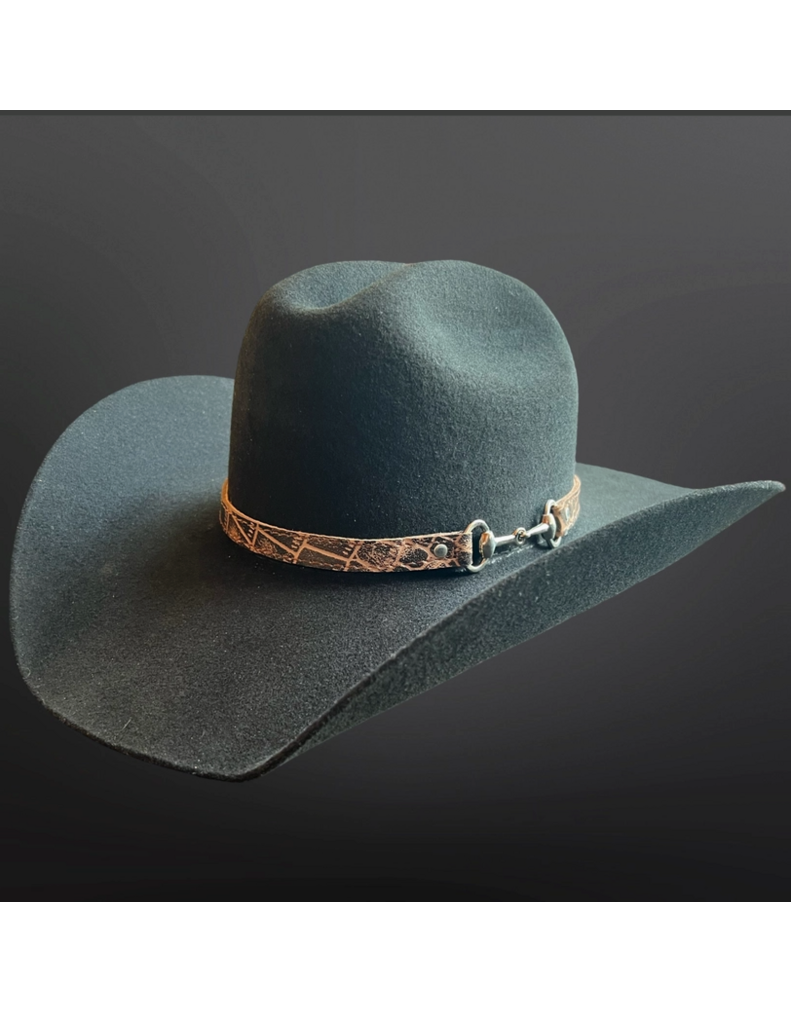 COWBOY HAT BAND EMBOSSED LEATHER SNAFFLE BIT
