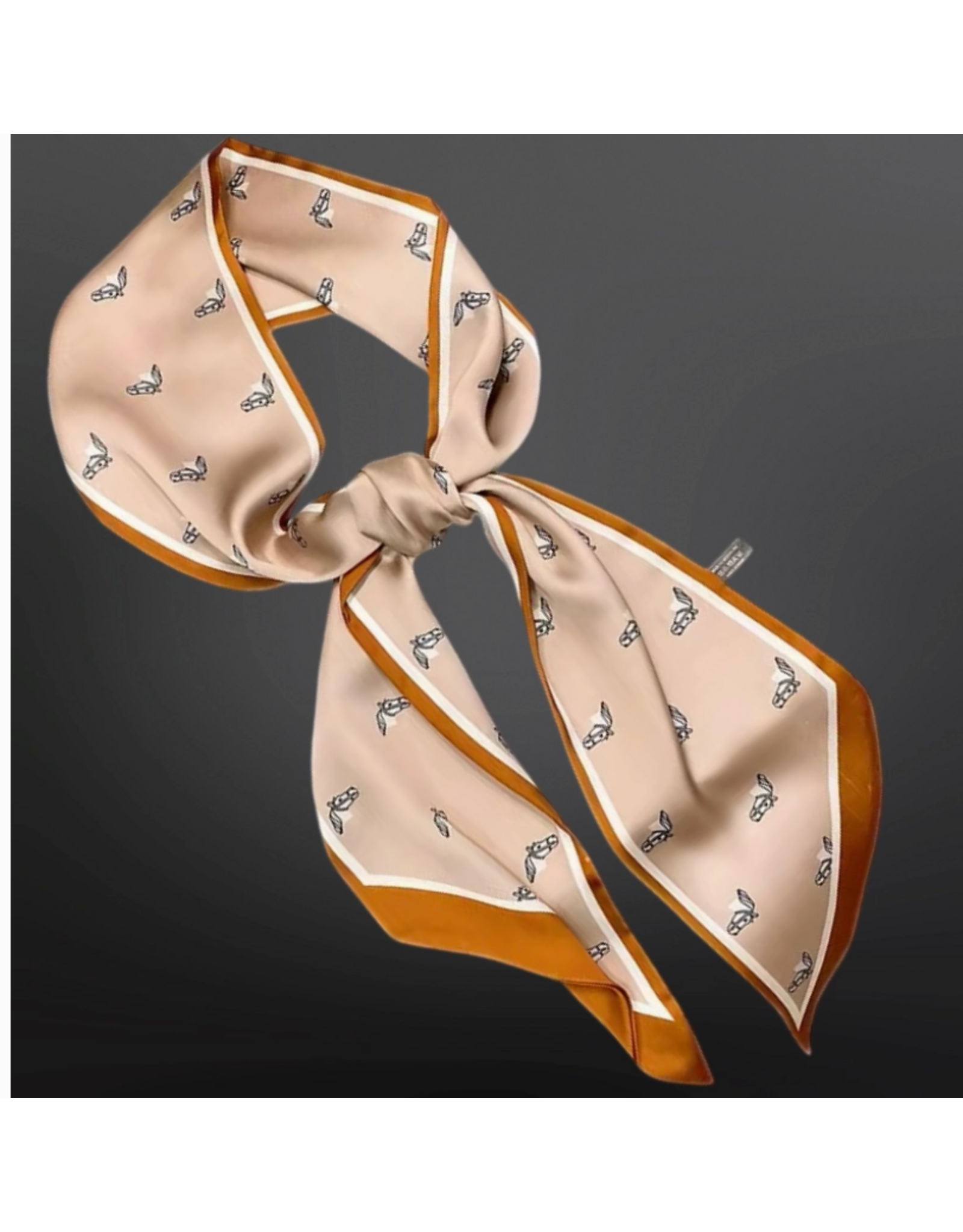 TWILLY WESTERN HORSE SATIN SCARF TAN