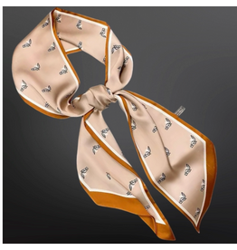 TWILLY WESTERN HORSE SATIN SCARF TAN
