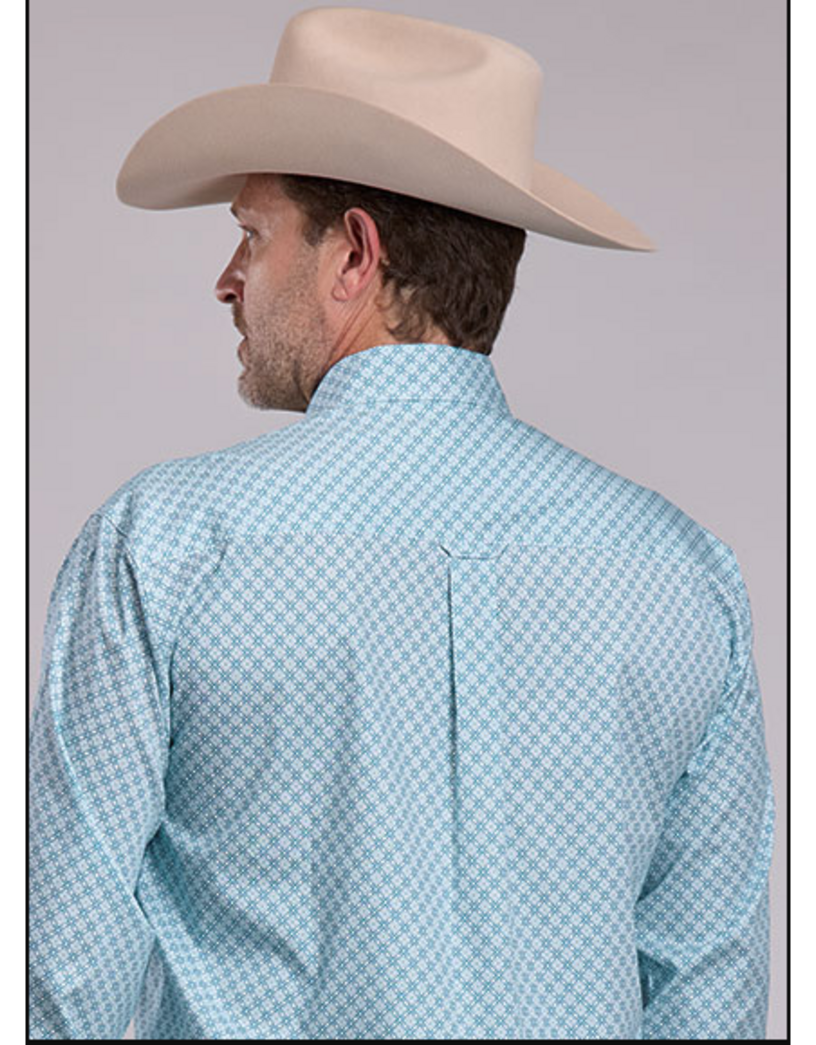 ROPER SHIRT MNS ROPER BLUE FOUR POINT FOULARD L/S