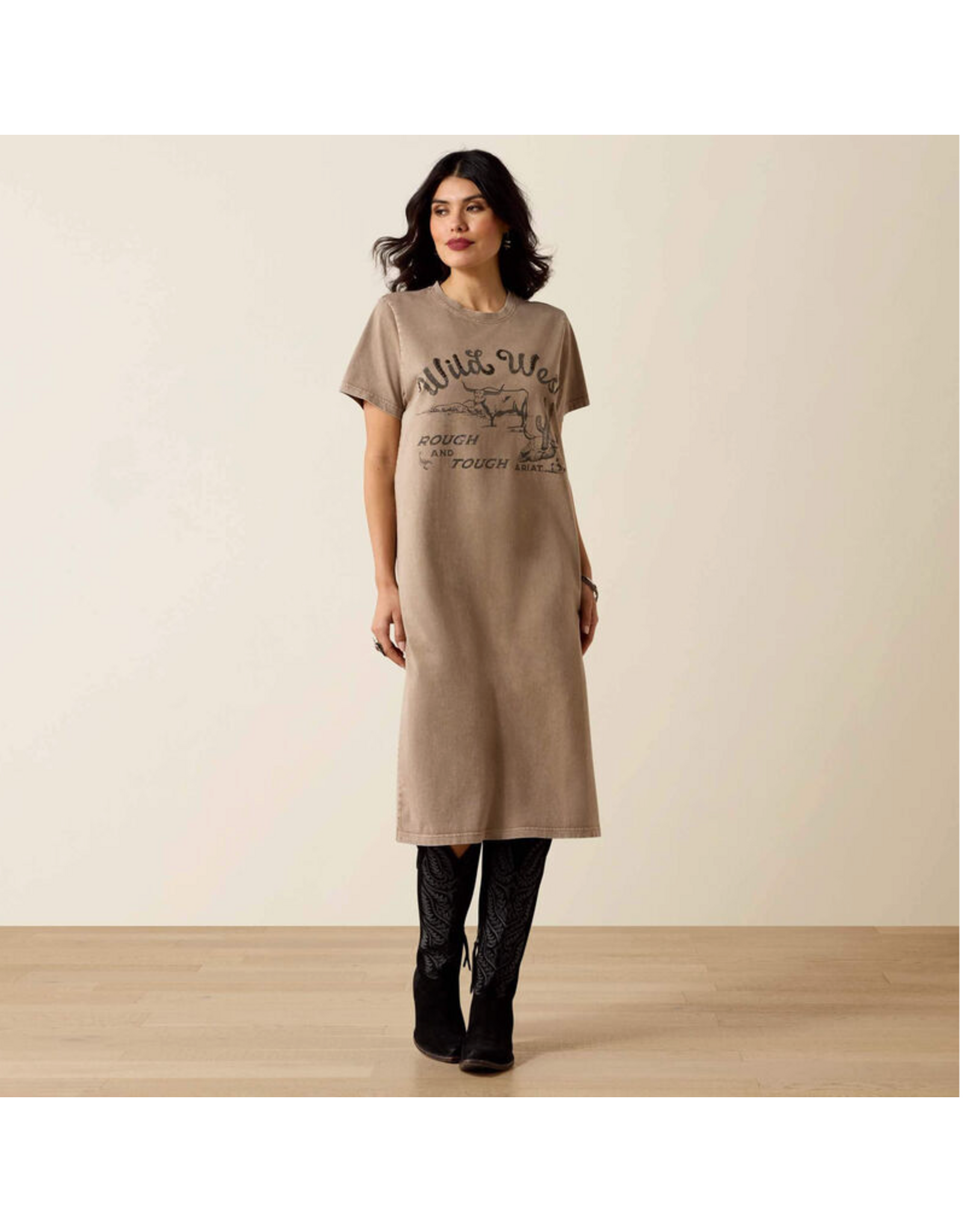 T SHIRT DRESS WMS ARIAT BROWN "BANDITO"
