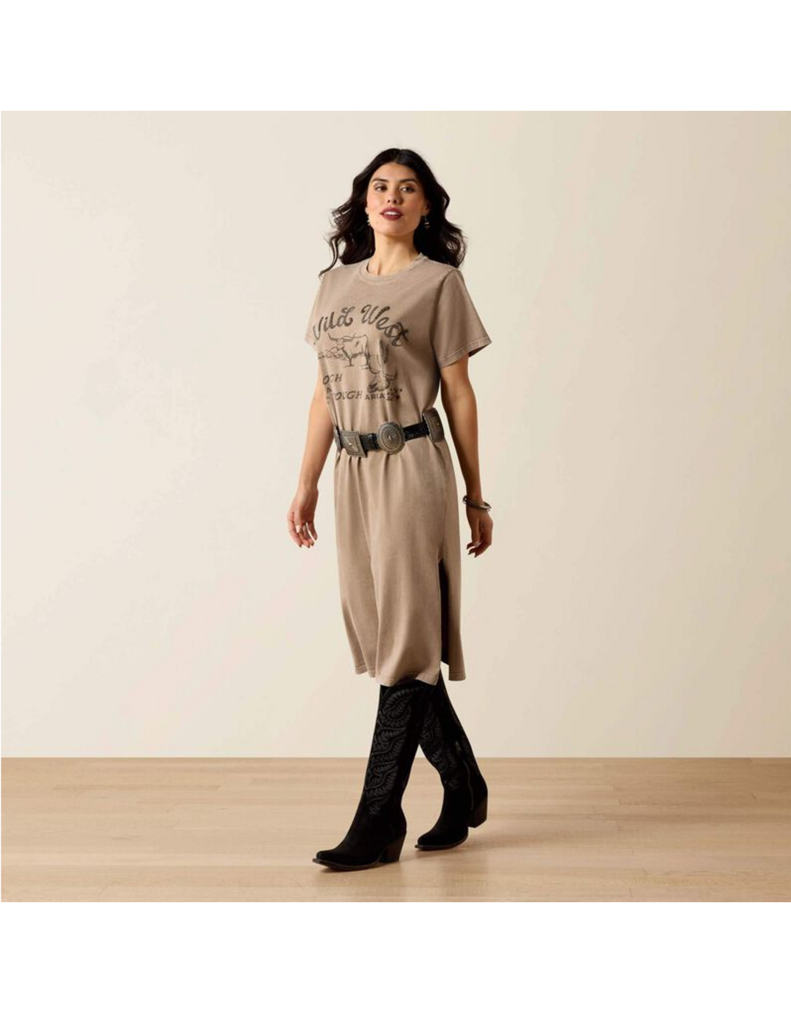 T SHIRT DRESS WMS ARIAT BROWN "BANDITO"
