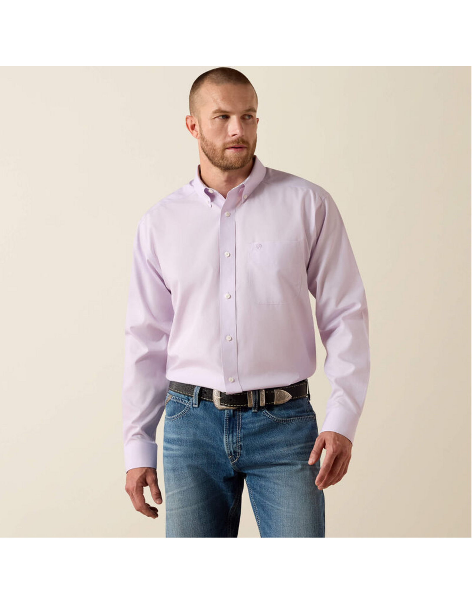 SHIRT MNS ARIAT LS SOLID PURPLE OXFORD