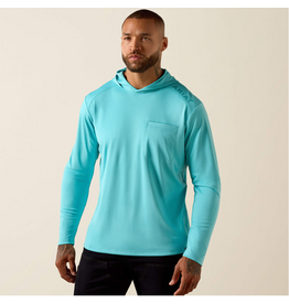 SHIRT MNS ARIART LS REBAR SUNBLOCKER HOODED TEAL