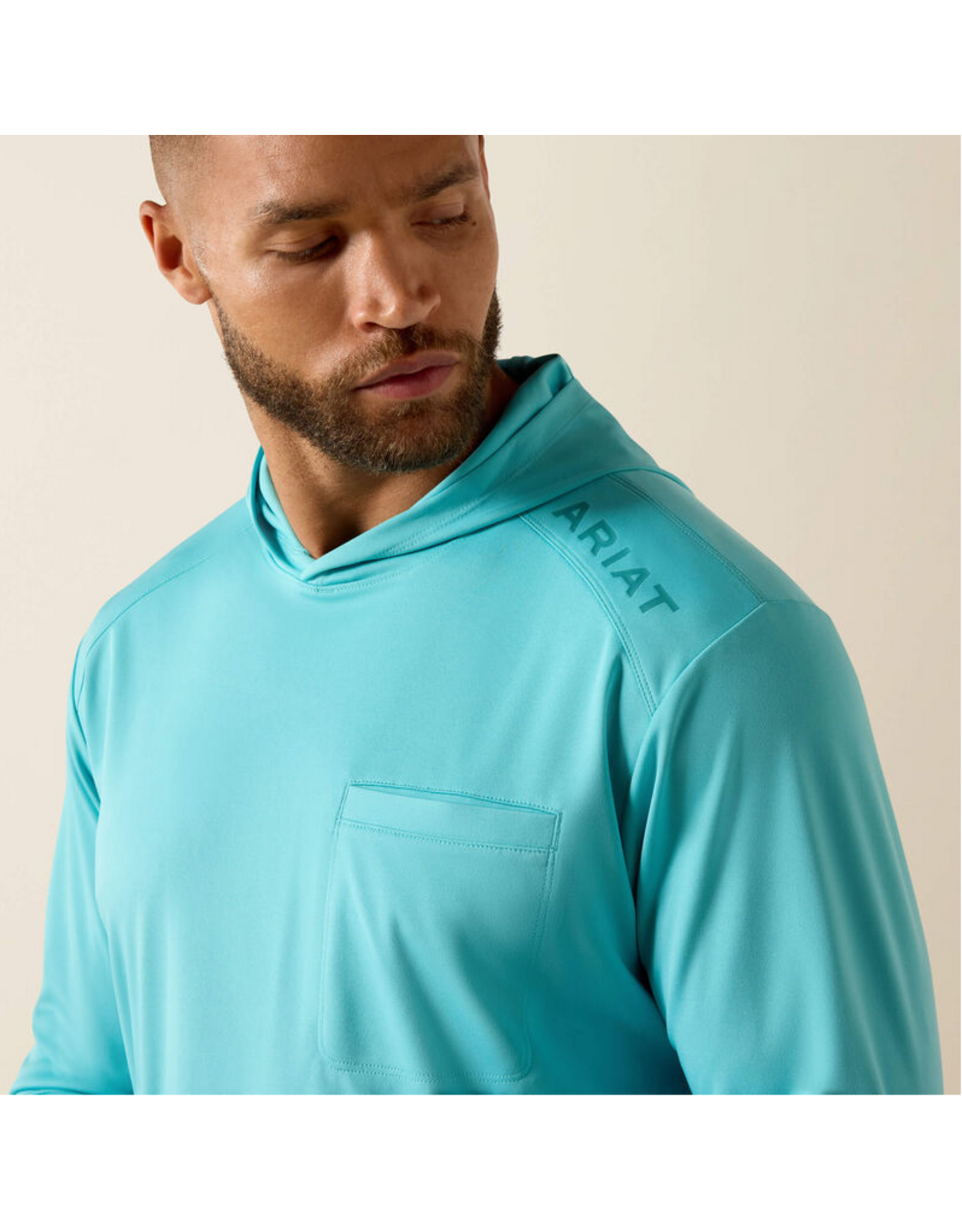 SHIRT MNS ARIART LS REBAR SUNBLOCKER HOODED TEAL
