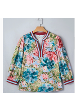SHIRT WOMENS FLORAL WITH CONTRAST TRIM