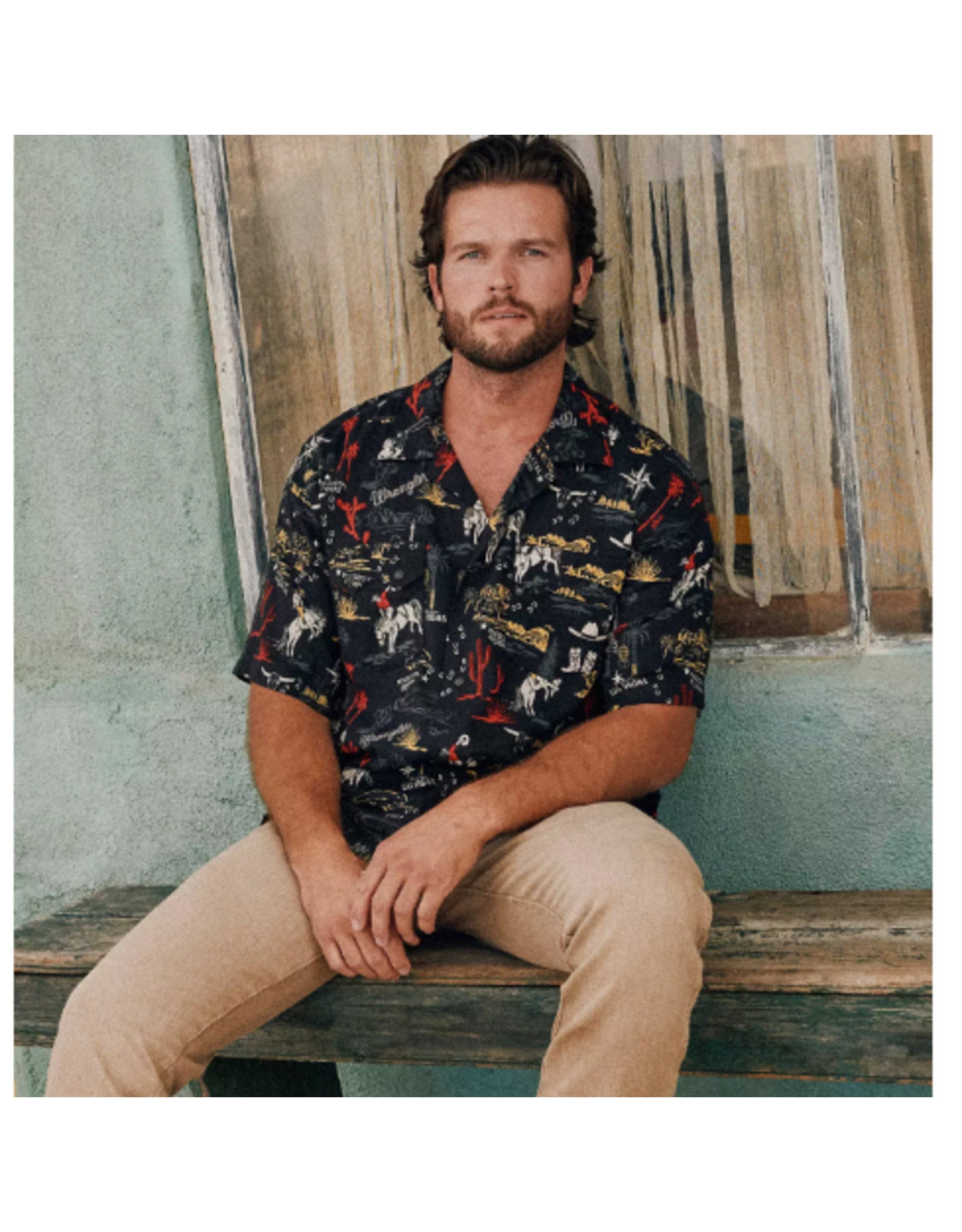 SHIRT MNS WRANGLER COCONUT COWBOY BLACK