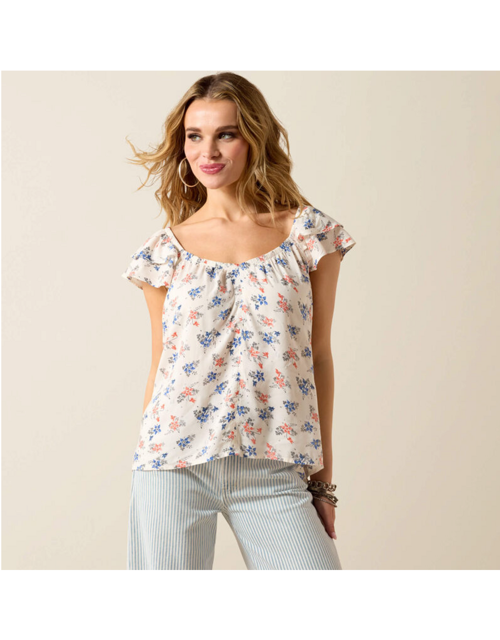 TANK TOP WMS ARIAT WHITE WITH FLOWERS