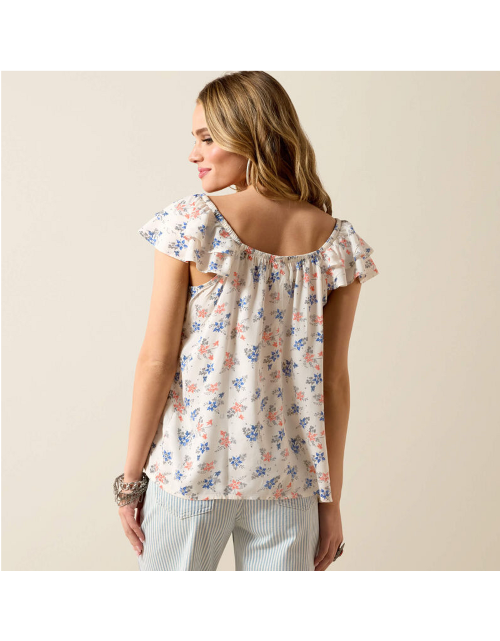 TANK TOP WMS ARIAT WHITE WITH FLOWERS