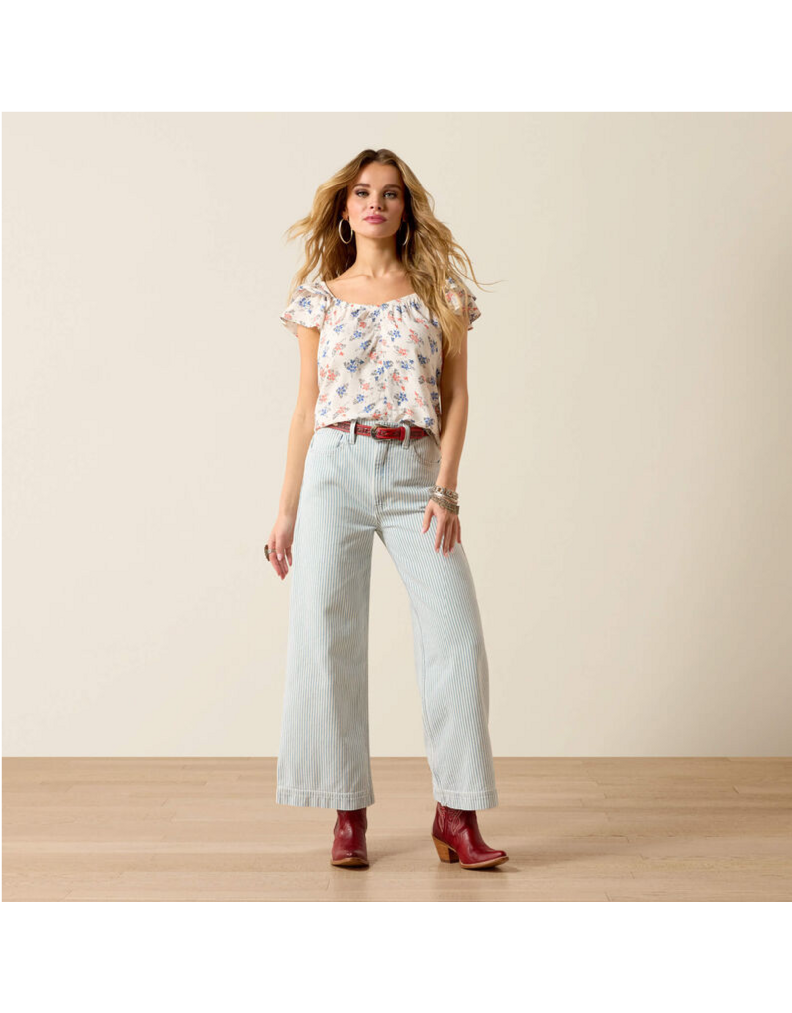 TANK TOP WMS ARIAT WHITE WITH FLOWERS