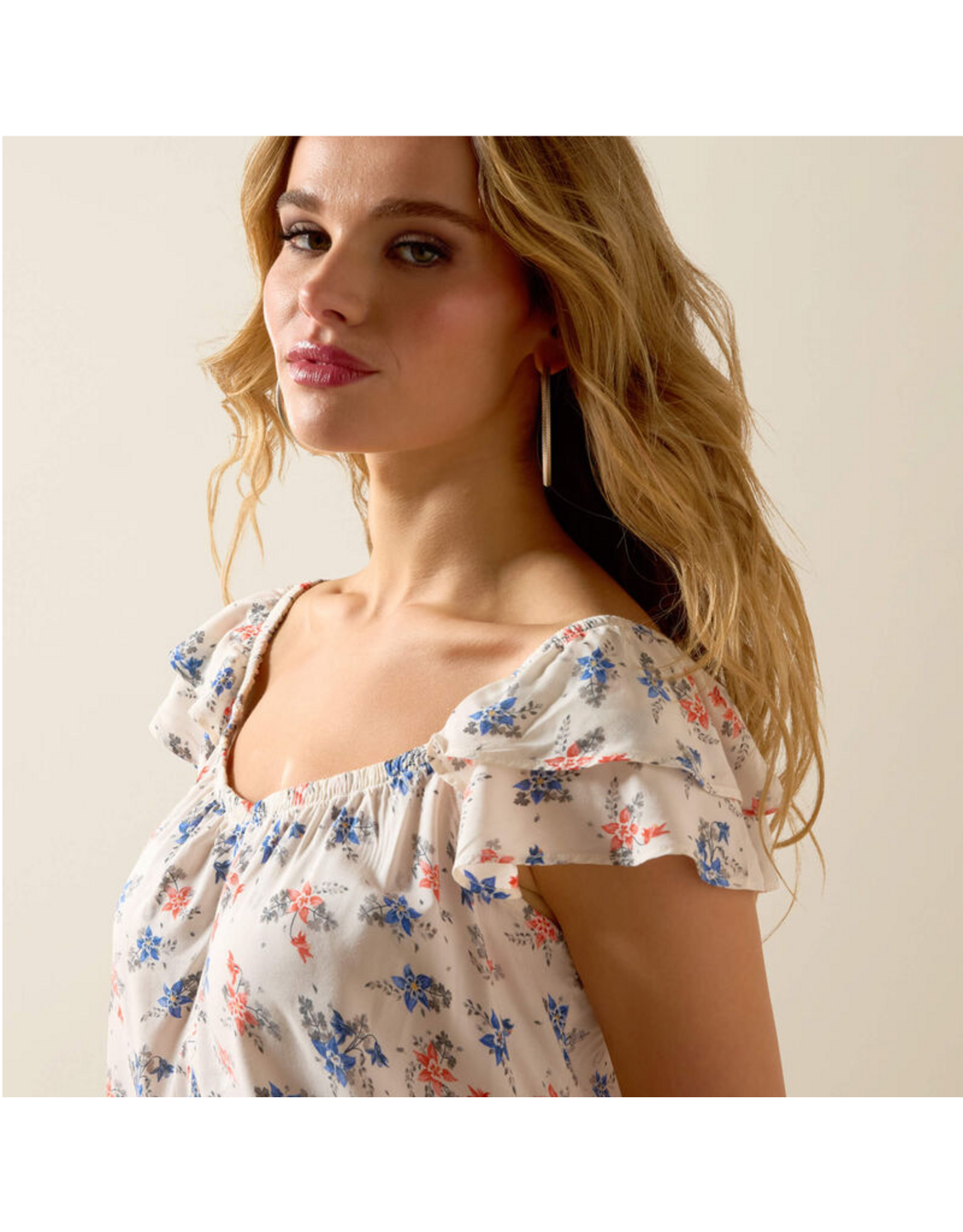 TANK TOP WMS ARIAT WHITE WITH FLOWERS