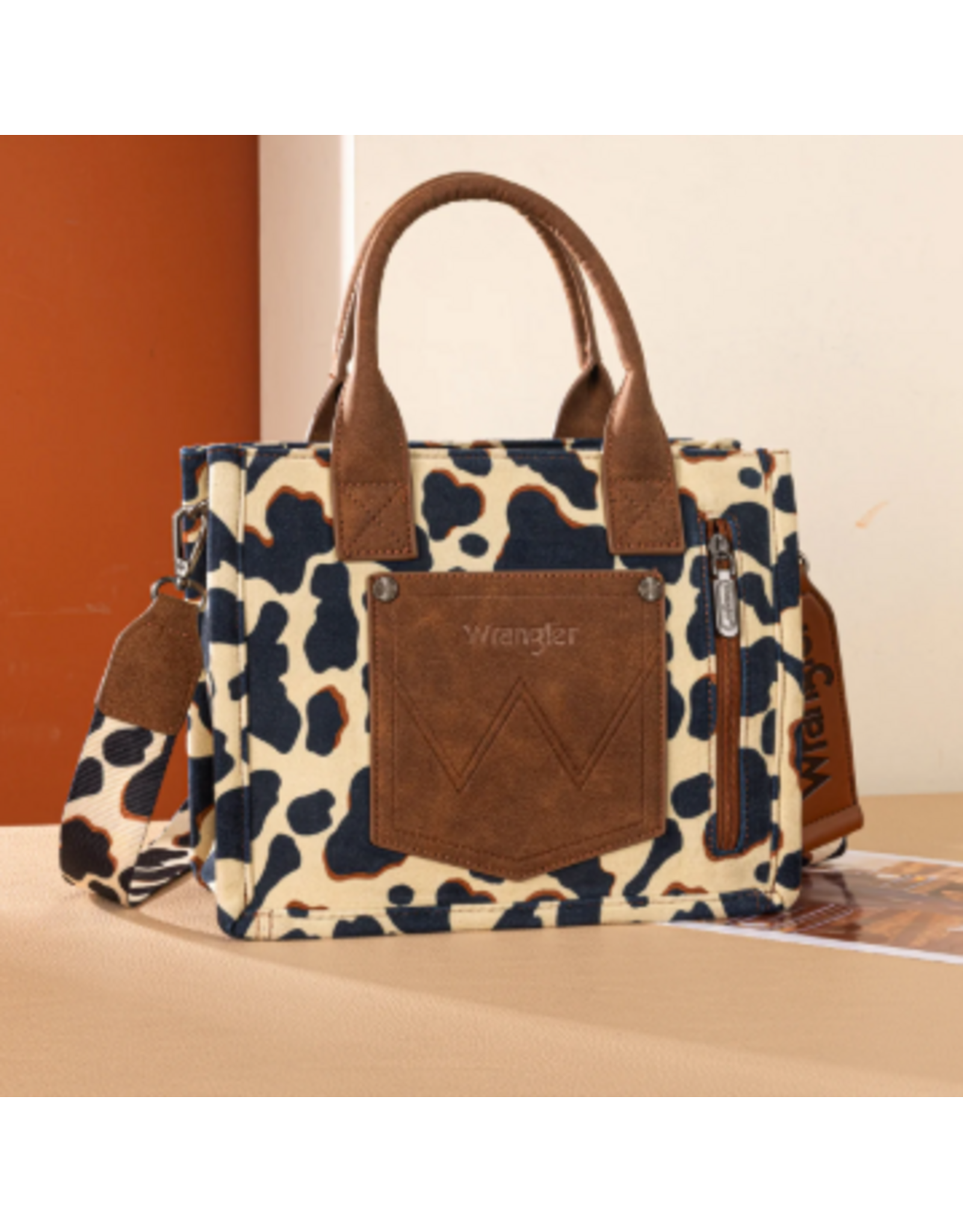 PURSE CROSSBODY WRANGLER CONCEALED CARRY COW PRINT BROWN