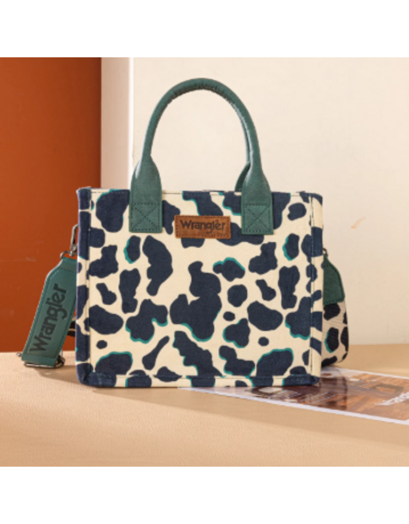 PURSE CROSSBODY WRANGLER CONCEALED CARRY COW PRINT DARK TURQUOISE