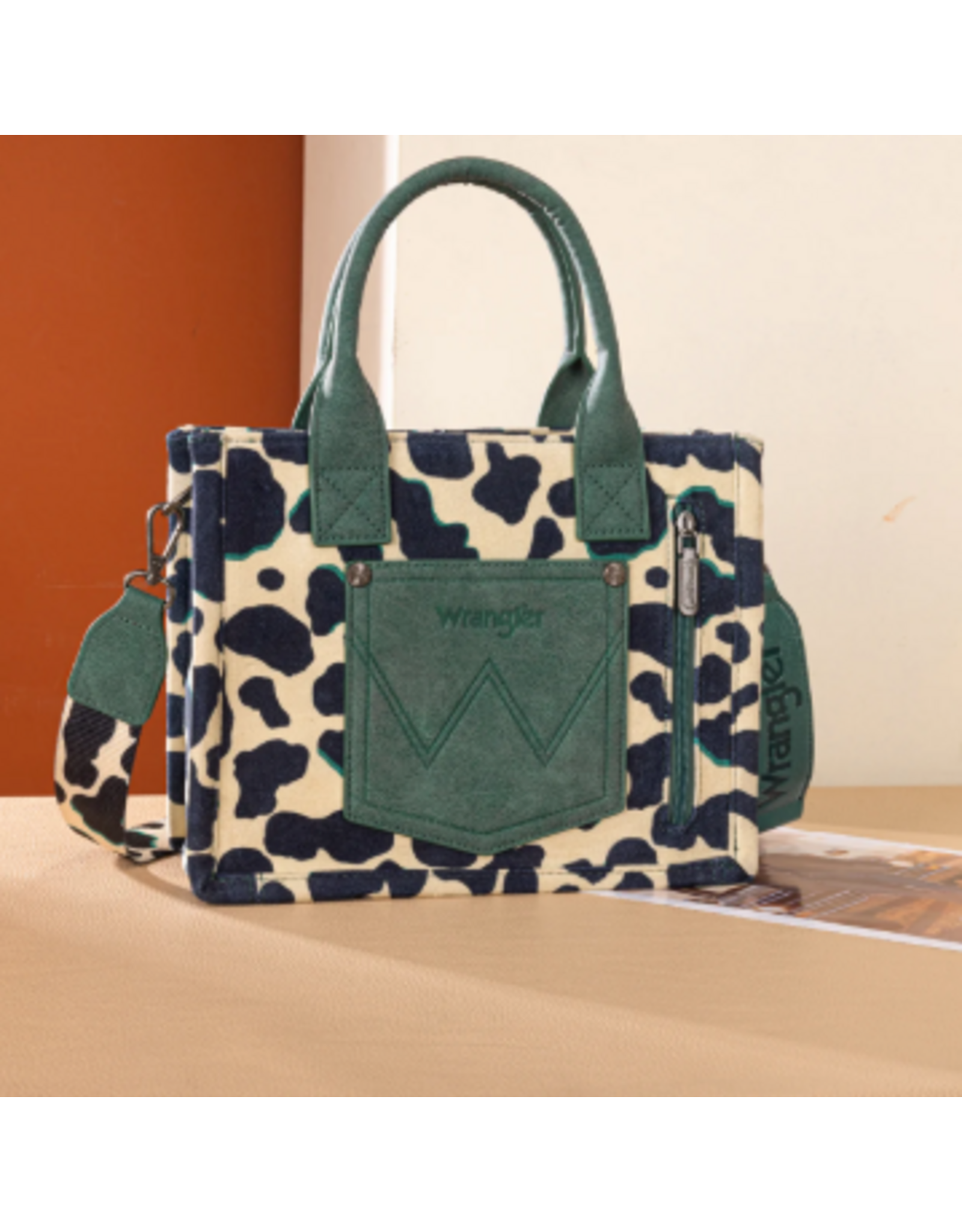 PURSE CROSSBODY WRANGLER CONCEALED CARRY COW PRINT DARK TURQUOISE