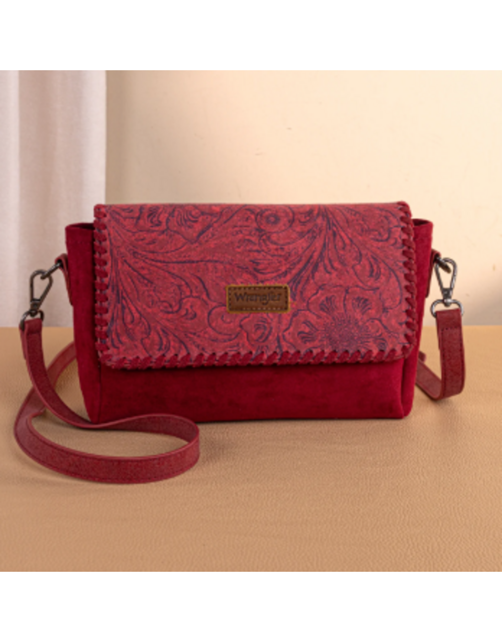 CROSSBODY BAG W/ SMALL POUCH WRANGLER VINTAGE FLORAL BURGUNDY