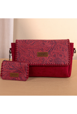 CROSSBODY BAG W/ SMALL POUCH WRANGLER VINTAGE FLORAL BURGUNDY