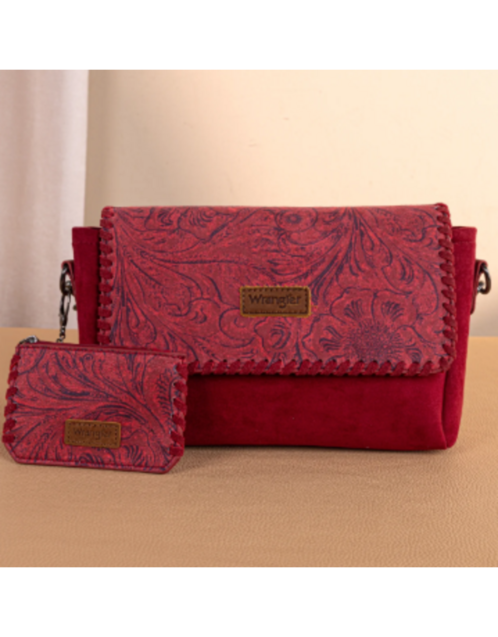 CROSSBODY BAG W/ SMALL POUCH WRANGLER VINTAGE FLORAL BURGUNDY