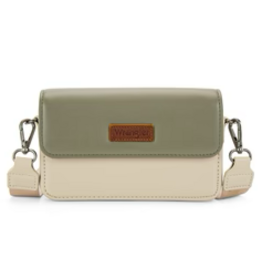 CROSSBODY WALLET WRANGLER DUAL TONE SMALL BEIGE/GREEN