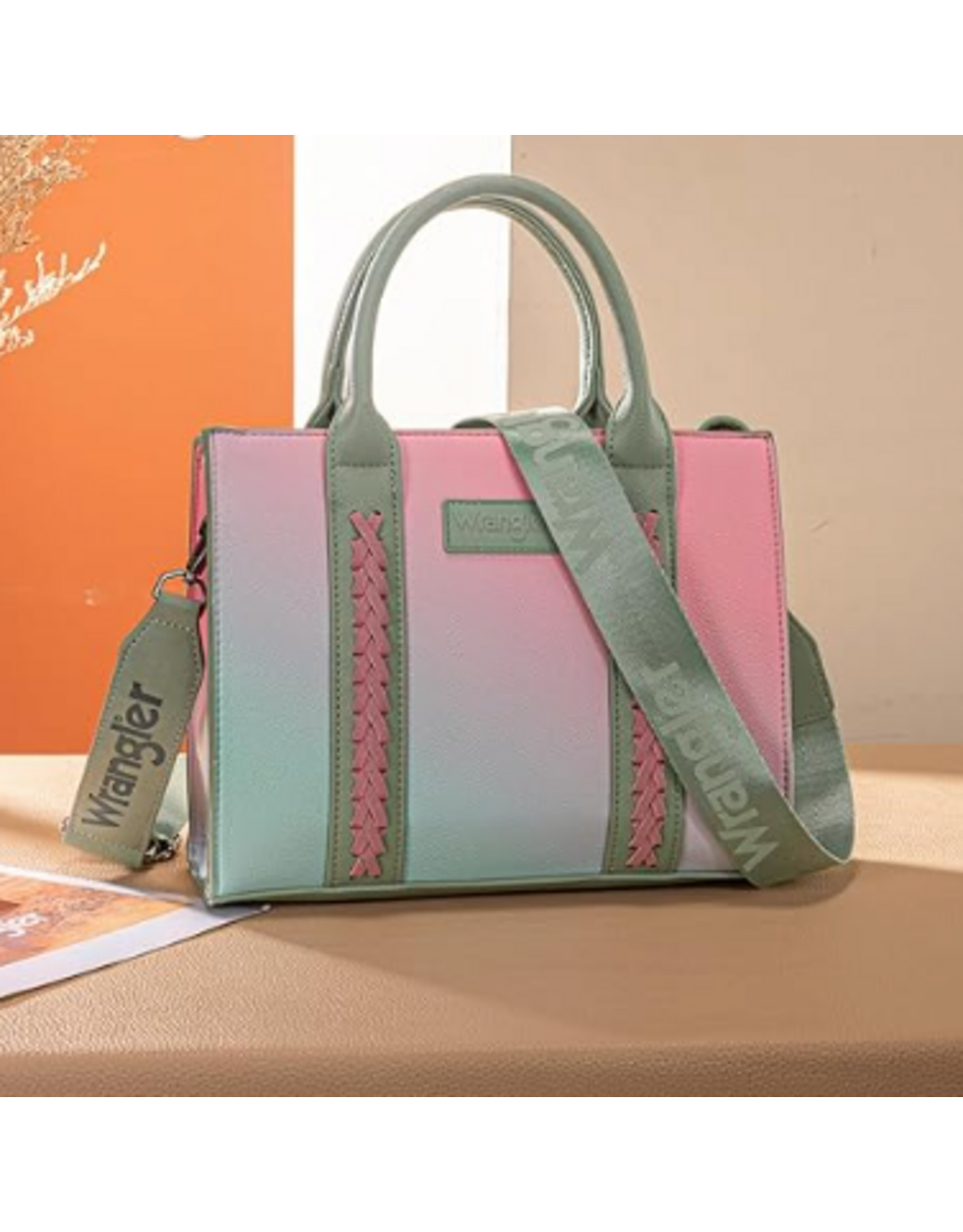 PURSE CROSSBODY WRANGLER OMBRE GREEN/PINK