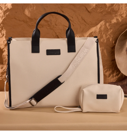 PURSE LARGE CROSSBODY WRANGLER CARRY ALL  W/ POUCH BLACK & BEIGE