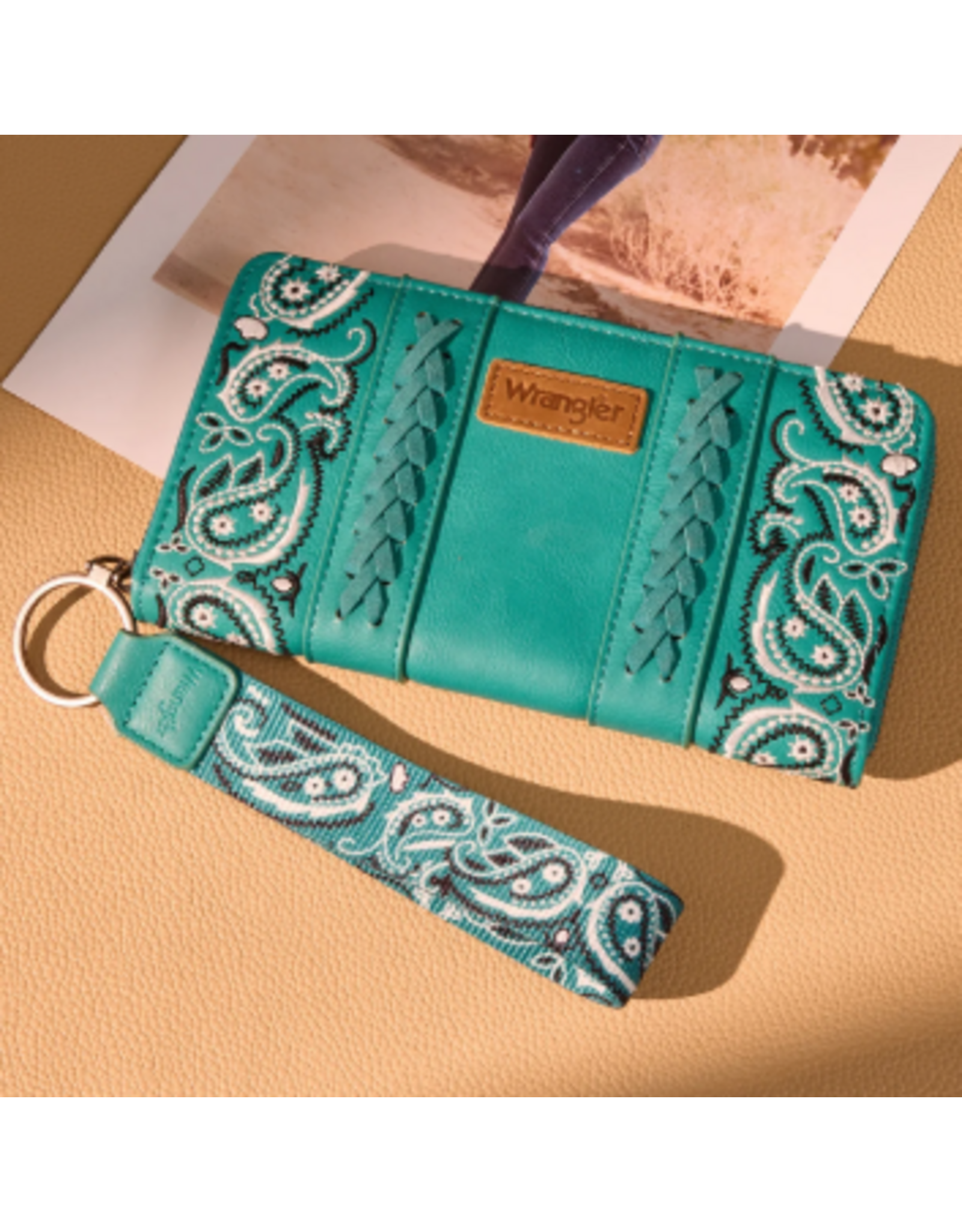 WALLET WRANGLER BANDANA PAISLEY TURQUOISE