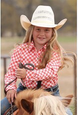 SHIRT GIRLS CRUEL GIRL CORAL & WHITE CHECKERED BU