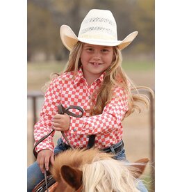 SHIRT GIRLS CRUEL GIRL CORAL & WHITE CHECKERED BU