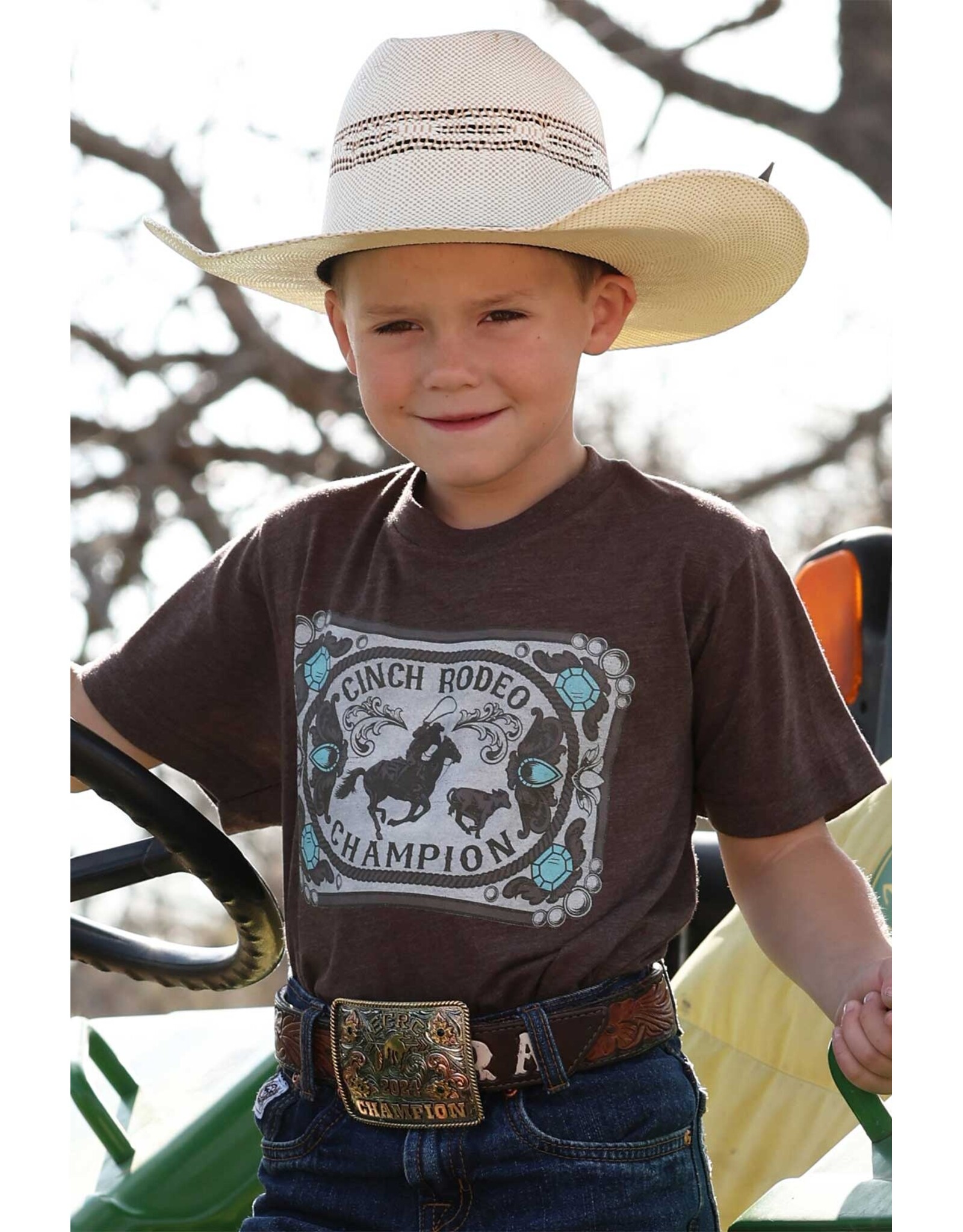 SHIRT BOYS CINCH BROWN BELT BUCKLE