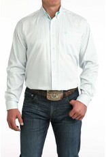 SHIRT MNS CINCH BU WHITE WITH BLUE STRIPES