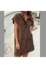 DRESS WMS WESTERN COLLAR LEOPARD S/S W/ POCKETS