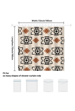 BOHO WESTERN SHOWER CURTAIN ORANGE BLACK WHITE AZTEC