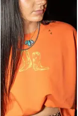 SHIRT WOMENS GRAPHIC TEE BOOTS ORANGE