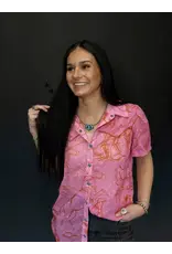 SHIRT WMS PINK SHEER WITH ORANGE DRAWING